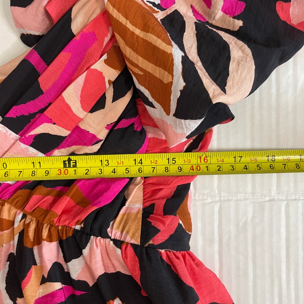 Meet Me in Santorini Maxi Dress Womens L Abstract Floral Tie Back Resortwear - Picture 9 of 11